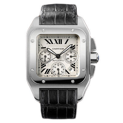 Cartier,Cartier - Santos 100 Chronograph - Stainless Steel - Watch Brands Direct